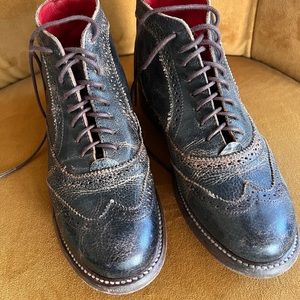 Worn 3 times, women’s size 7.5 Bed|Stu Sally black lux distressed booties